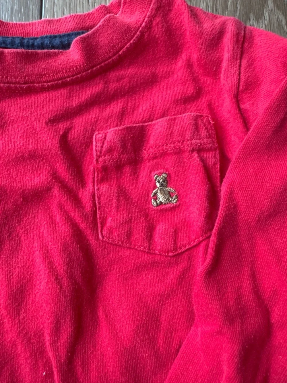 GAP Kids Long-Sleeve Pocket Teddy Bear Tee - Bright Red